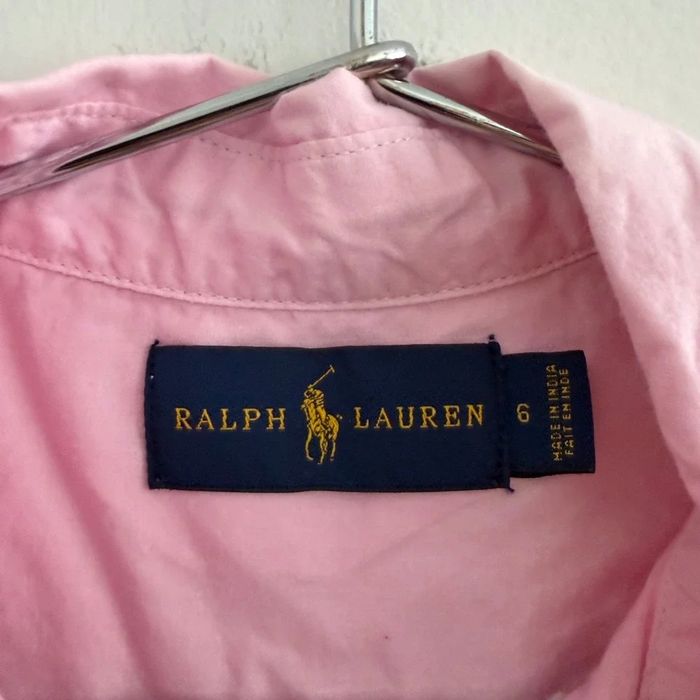 Ralph Lauren Kids Pink Long Sleeve Button Down Shirt Size 6